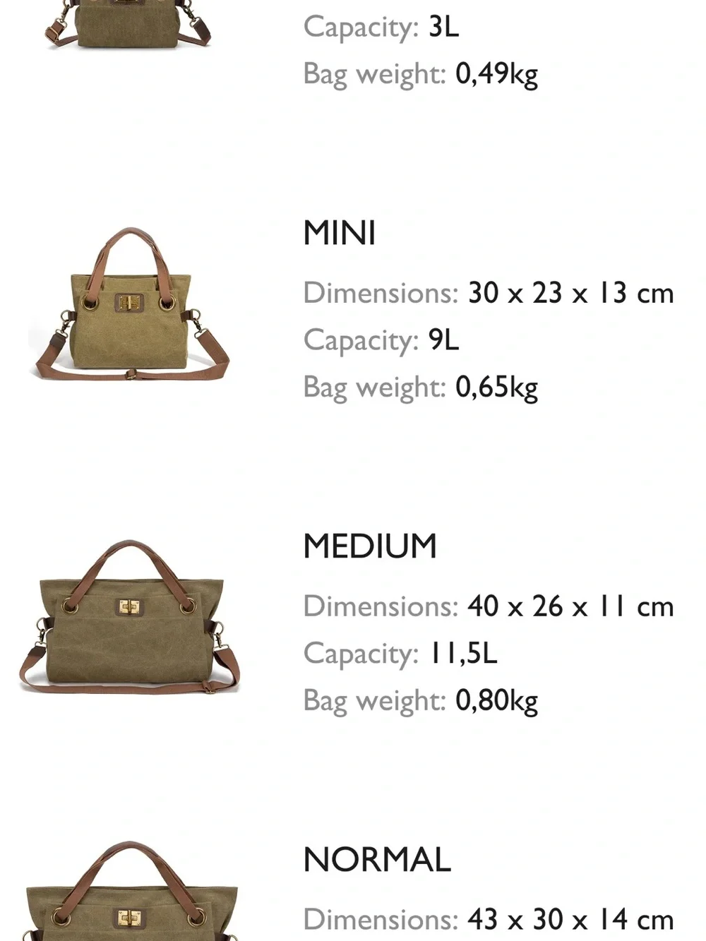 Mini Canvas Tote in Olive Green - Picture 2 of 7